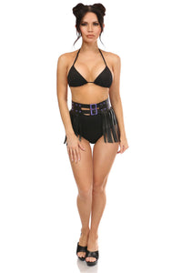 Candy Collection - Black/Purple Fringe Skirt
